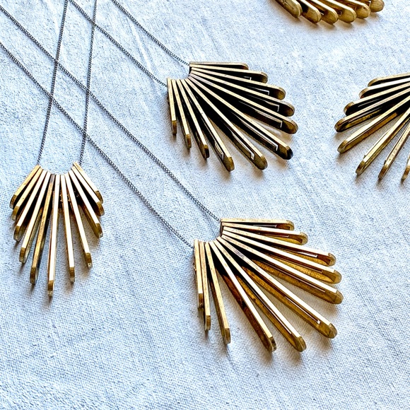 Brass Piano Key Pendant Necklace - t h e  r o c k e r - Picture 2 of 6